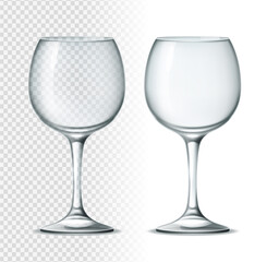 Vector 3d wine, cocktail glass for alcohol drinks