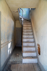 Staircase in an abandoned building in Bannack Ghost Town in Montana