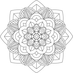 Easy Mandala coloring book simple and basic for beginners, seniors and children. Set of Mehndi flower pattern for Henna drawing and tattoo. Decoration in ethnic oriental, Indian style.