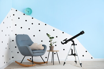 Interior of modern room with telescope © Pixel-Shot