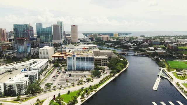 Tampa, Downtown, Hillsborough River, Florida, Drone Flying