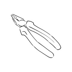 Pliers pincers hand tool isolated on white background. Vector illustration, pliers vector sketch illustration