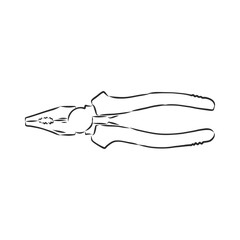 Pliers pincers hand tool isolated on white background. Vector illustration, pliers vector sketch illustration