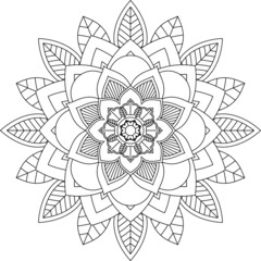 Easy Mandala coloring book simple and basic for beginners, seniors and children. Set of Mehndi flower pattern for Henna drawing and tattoo. Decoration in ethnic oriental, Indian style.