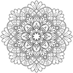 hand drawn ornament mandala Coloring book. design wallpapers. tile pattern. paint shirt, greeting card, sticker, lace pattern and tattoo. decoration interior design. hand drawn illustration.  