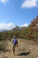 Hiking in the mountains.the mountain Karadag in the Crimea