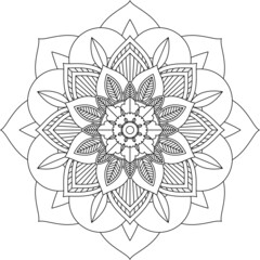 Easy Mandala coloring book simple and basic for beginners, seniors and children. Set of Mehndi flower pattern for Henna drawing and tattoo. Decoration in ethnic oriental, Indian style.