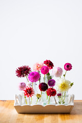 The beautiful dahlias to decorate the room in a vintage style