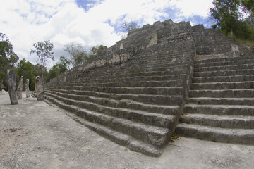 Fototapeta na wymiar Pyramide of the structure II, Calakmul, Yucatan, Mexico, UNESCO World Heritage Site.