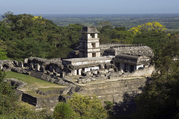 Fototapeta na wymiar The Palace, Palenque, Yucatan, Mexico, UNESCO World Heritage Site