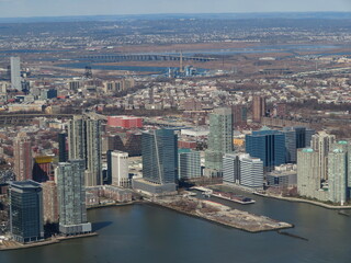 Fototapeta na wymiar Aerial view on Jersey City in New York. Jersey City is the second-most populous city in the U.S. state of New Jersey.