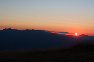 tramonto in Appennino, Abetone dal passo della Croce Arcana