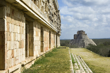 The Adivino pyramid or the pyramid of the Magician, Uxmal, Yucatan, Mexico, UNESCO World Heritage Site