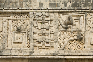 Cuadrangulo de las Monjas, The Nunnery Quadrangle, Wall carvings, Uxmal, Yucatan, Mexico, UNESCO World Heritage Site