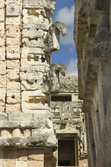 Fototapeta premium Cuadrangulo de las Monjas, The Nunnery Quadrangle, Wall carvings, Uxmal, Yucatan, Mexico, UNESCO World Heritage Site