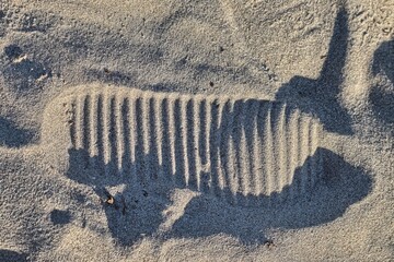Fototapeta premium Footprint on the sandy beach