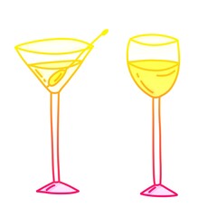 bright illustration of cocktails in glass glasses