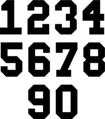 Vector illustration of the college jersey team numbers
