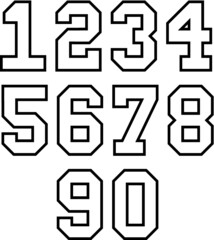 Vector illustration of the college jersey team numbers