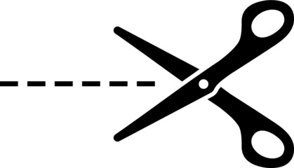 Vector illustration of the scissors with cut lines