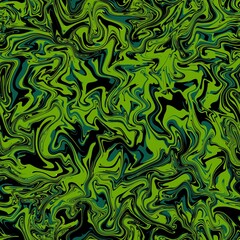 Abstract seamless pattern. Liquid marble wave colorful background texture. Good for fabric, cover, flyer, brochure, poster, Invitation, floor, wall, wrapping paper. Tidewater Green, black, light green