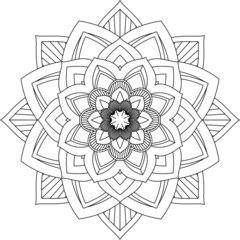 Easy Mandala coloring book simple and basic for beginners, seniors and children. Set of Mehndi flower pattern for Henna drawing and tattoo. Decoration in ethnic oriental, Indian style.