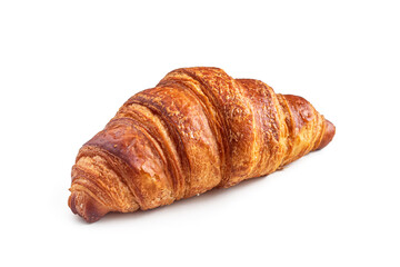 French croissant with a Golden crust on a white background