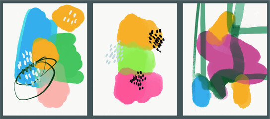 Minimalist hand paint abstract art background with watercolor spot. Brush painting is a textural decoration with an artistic acrylic design of a poster, banner, or interior painting.
