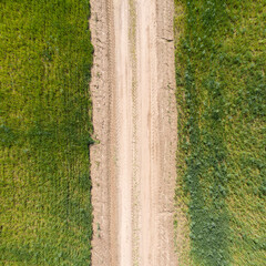 country road, view from above, aerial view