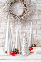 Beautiful Christmas decorations on table in room