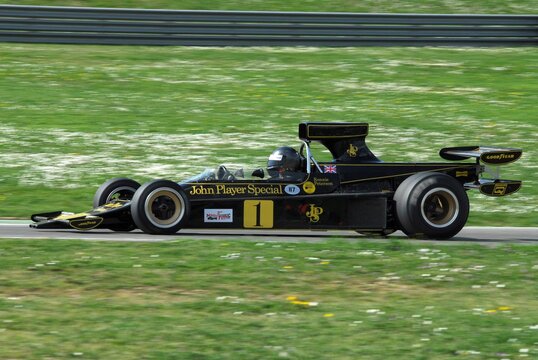 Mugello Circuit 1 April 2007: Unknown run with Historic Lotus 72D 1972 on Mugello Circuit in Italy during Mugello Historic Festival.