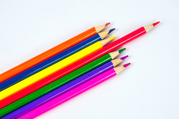  Colored Pencils on White Background