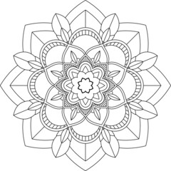 Easy Mandala coloring book simple and basic for beginners, seniors and children. Set of Mehndi flower pattern for Henna drawing and tattoo. Decoration in ethnic oriental, Indian style.