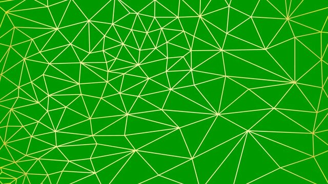 Animated abstract linear geometric background from triangles. Flat vector illustration on green background.