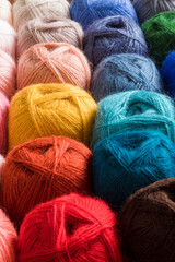 Colourfull palette of threads for knittng handmade