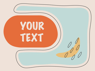 Hand drawn abstract background, poster,  various shapes and doodle objects. Contemporary modern trendy vector illustration in pastel colors.