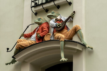 Portal with frogs in Bielsko-Biala, Poland, secession, small Vienna, architecture 