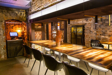 Interior of a modern cozy italian restaurant