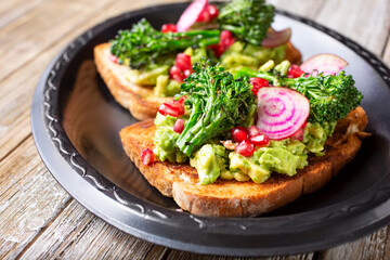 A view of a plate of avocado toast.