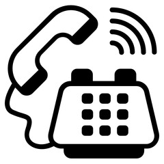 
Landline in a solid icon denoting the concept of telecommunication 
