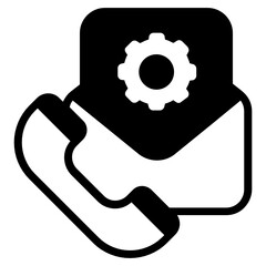 Mail with gear denoting mail services solid icon