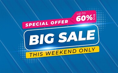 Big Sale Banner or Poster 50% OFF with Blue Colour