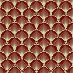 Elegant seamless pattern in art deco style. Background with shells for wallpaper