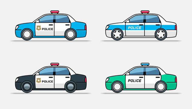 Police Car Vector Icon Set