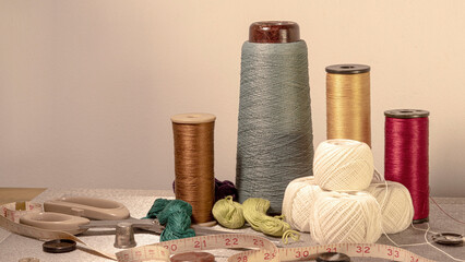 threads accessories for needlework on a sewing machine