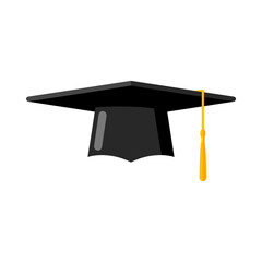 Student graduation hat isolated on white background. Square academic cap. Symbol of bachelor's and master's degree. Flat style vector illustration.