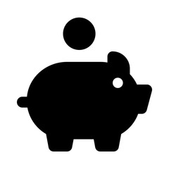 
Piggy bank with coin trendy solid icon, concept of savings 
