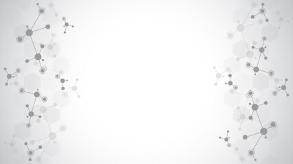 Fototapeta premium Molecular structure and genetic engineering, molecules DNA, neural network, scientific research. Abstract background for innovation technology, science, healthcare, and medicine.