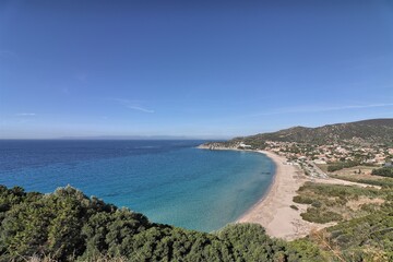 Fototapeta na wymiar Solanas beach in Sardinia, Italy
