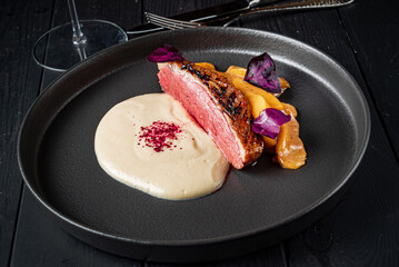 grlled duck with celery puree